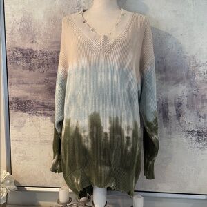 Ombre Knit Sweater/dress in Green and Cream (s/m)